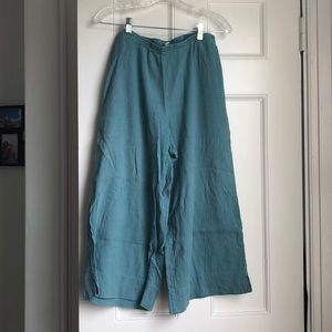 Linen-cotton, wide-leg pants